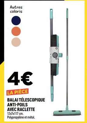 BALAI TÉLESCOPIQUE ANTI-POILS AVEC RACLETTE