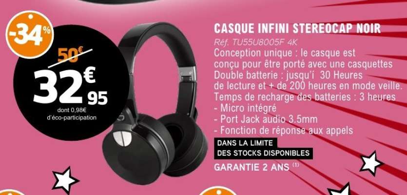 CASQUE INFINI STEREOCAP NOIR