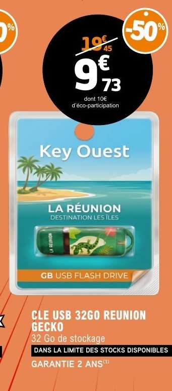 CLE USB 32GO REUNION GECKO