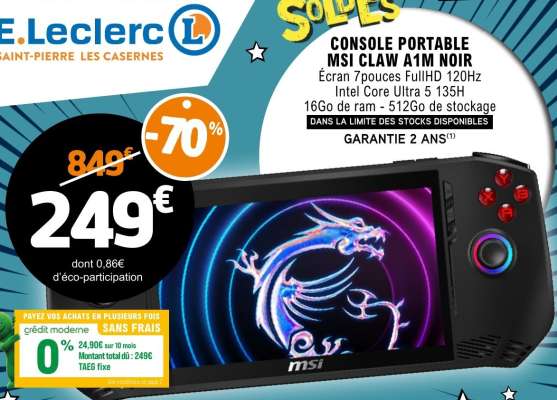 CONSOLE PORTABLE MSI CLAW A1M NOIR