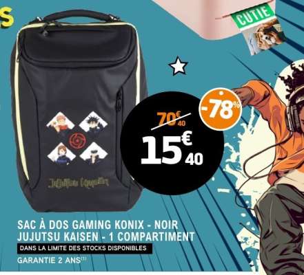 SAC À DOS GAMING KONIX - NOIR JUJUTSU KAISEN - 1 COMPARTIMENT