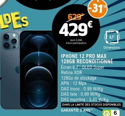 IPHONE 12 PRO MAX 128GB RECONDITIONNÉ
