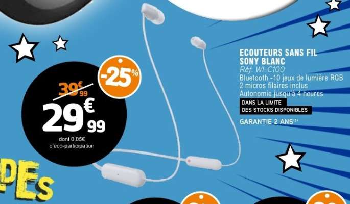 Écouteurs sans fil Sony Blanc