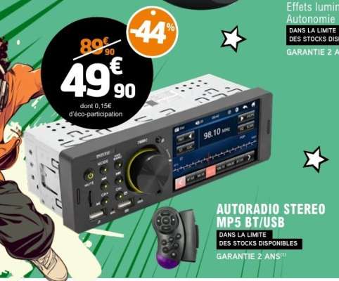 AUTORADIO STEREO MP5 BT/USB