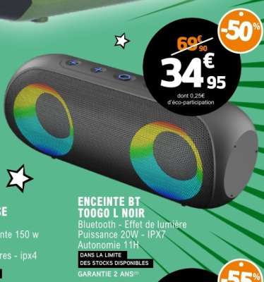 ENCEINTE BT TOOGO L NOIR