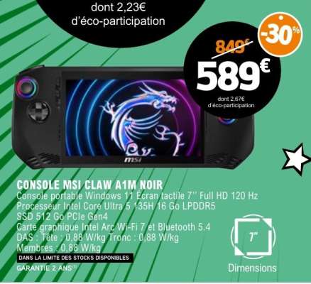 CONSOLE MSI CLAW A1M NOIR