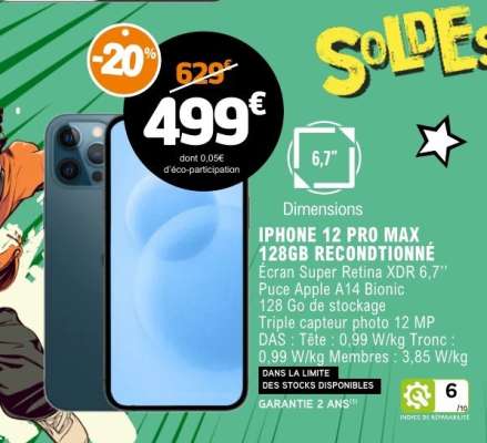 IPHONE 12 PRO MAX 128GB RECONDITIONNÉ