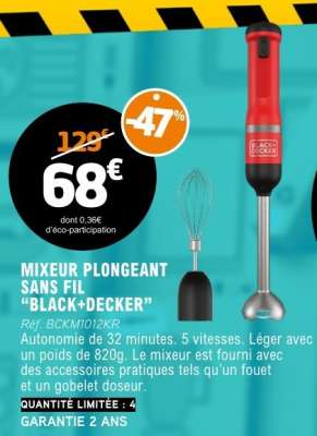MIXEUR PLONGEANT SANS FIL “BLACK+DECKER”