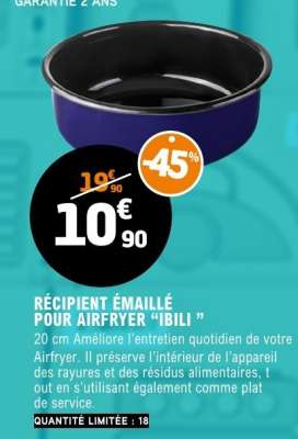 RÉCIPIENT ÉMAILLÉ POUR AIRFRYER "IBILI"