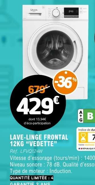 LAVE-LINGE FRONTAL 12KG “VEDETTE”