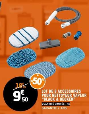LOT DE 8 ACCESSOIRES POUR NETTOYEUR VAPEUR 'BLACK & DECKER'