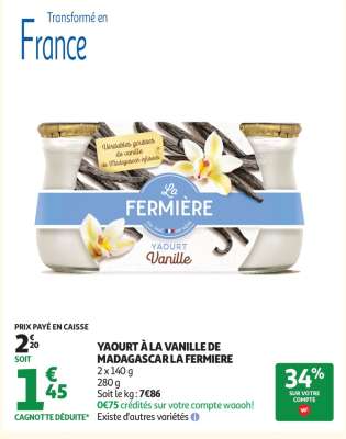 YAOURT À LA VANILLE DE MADAGASCAR LA FERMIÈRE