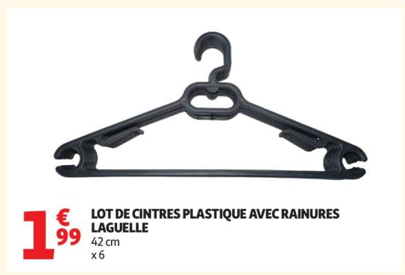 LOT DE CINTRES PLASTIQUE AVEC RAINURES LAGUELLE