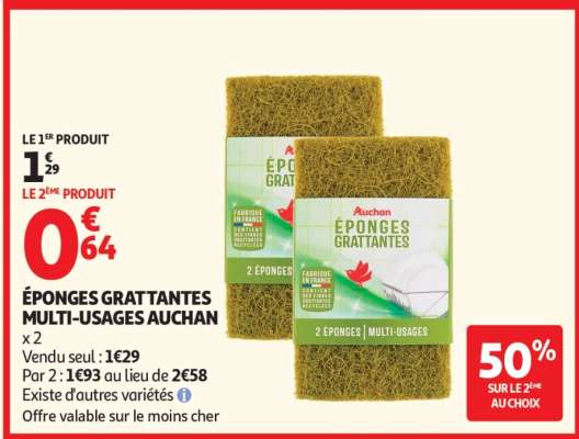 ÉPONGES GRATTANTES MULTI-USAGES AUCHAN