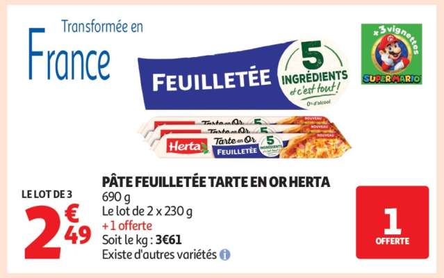 PÂTE FEUILLETÉE TARTE EN OR HERTA