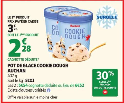 POT DE GLACE COOKIE DOUGH AUCHAN