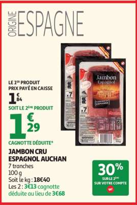 JAMBON CRU ESPAGNOL AUCHAN
