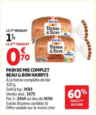 PAIN DE MIE COMPLET BEAU & BON HARRYS