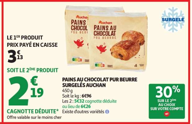 Pains Au Chocolat Pur Beurre Surgelés Auchan