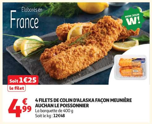 4 FILETS DE COLIN D'ALASKA FAÇON MEUNIÈRE AUCHAN LE POISSONNIER