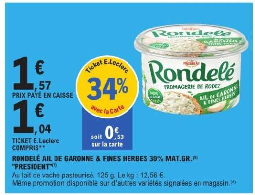 RONDELÉ AIL DE GARONNE & FINES HERBES 30% MAT.GR. "PRÉSIDENT"