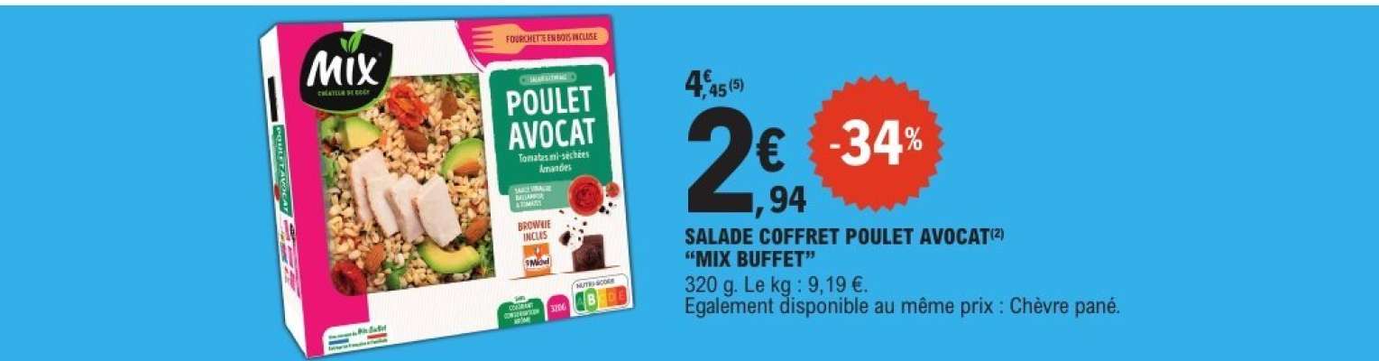 SALADE COFFRET POULET AVOCAT "MIX BUFFET"