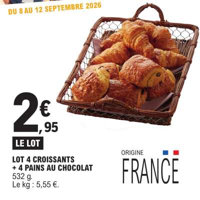 Lot 4 croissants + 4 pains au chocolat