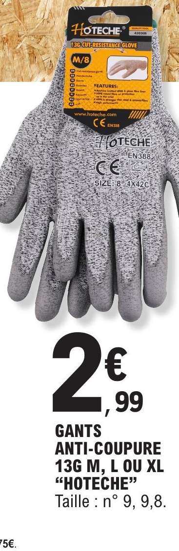 GANTS ANTI-COUPURE 136 M, L OU XL "HOTECHE"