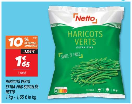 HARICOTS VERTS EXTRA-FINS SURGELÉS NETTO