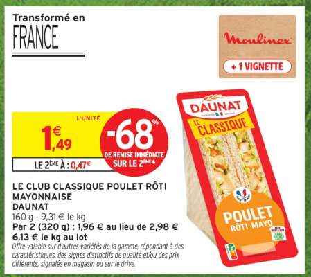 LE CLUB CLASSIQUE POULET RÔTI MAYONNAISE DAUNAT