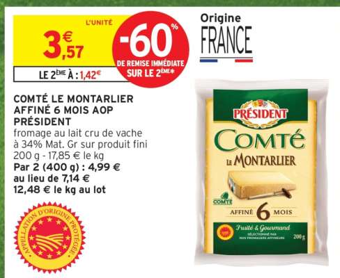 COMTÉ LE MONTARLIER AFFINÉ 6 MOIS AOP PRÉSIDENT