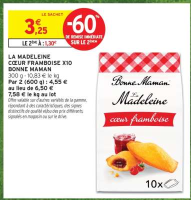 LA MADELEINE CŒUR FRAMBOISE X10 BONNE MAMAN