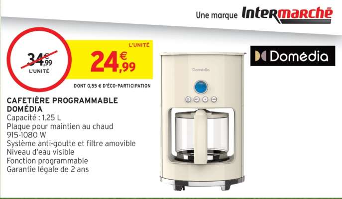 CAFETIÈRE PROGRAMMABLE DOMÉDIA