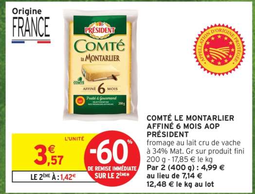 COMTÉ LE MONTARLIER AFFINÉ 6 MOIS AOP PRÉSIDENT