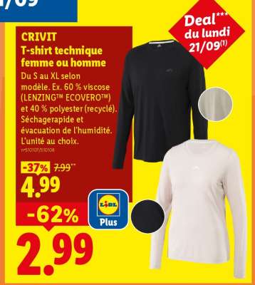 CRIVIT T-shirt technique femme ou homme