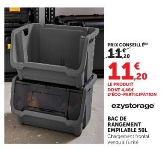Bac de rangement empilable 50L