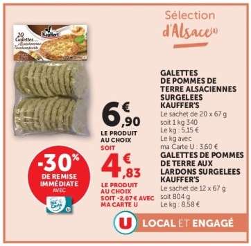 Galettes de pommes de terre alsaciennes surgelées "Kauffer's"