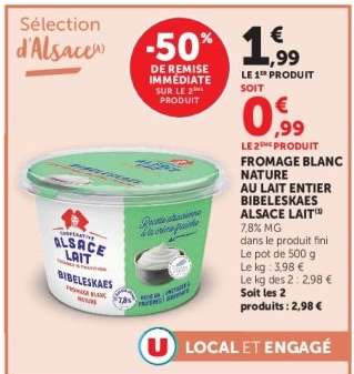 FROMAGE BLANC NATURE AU LAIT ENTIER BIBELESKAES ALSACE LAIT