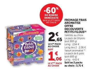 FROMAGE FRAIS AROMATISÉ OFFRE DÉCOUVERTE PETITS FILOUS