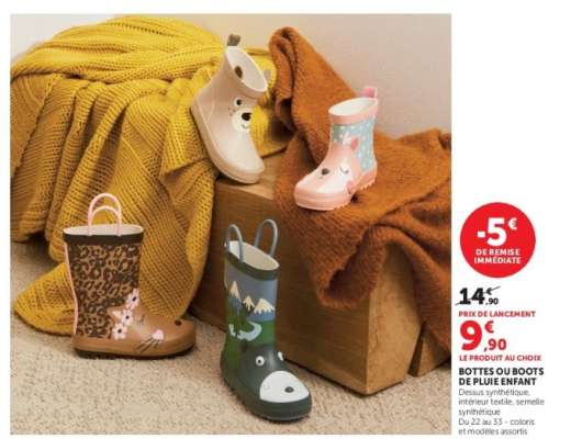 Bottes ou boots de pluie enfant