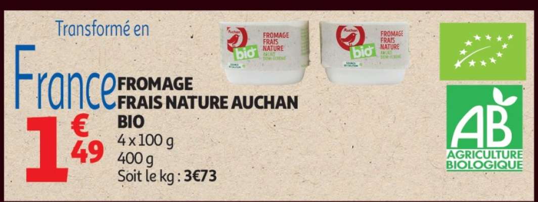 FROMAGE FRAIS NATURE AUCHAN BIO