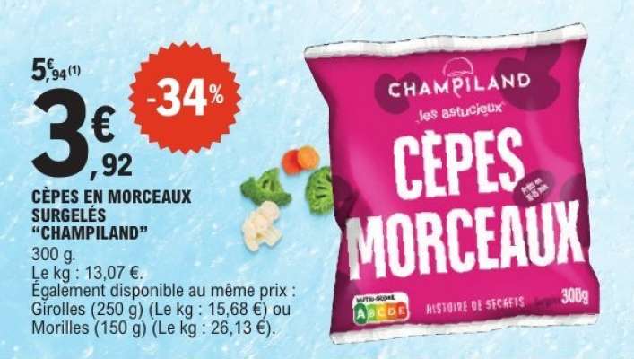 CÈPES EN MORCEAUX SURGELÉS “CHAMPILAND”