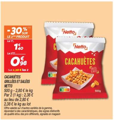 CACAHUÈTES GRILLÉES ET SALÉES NETTO