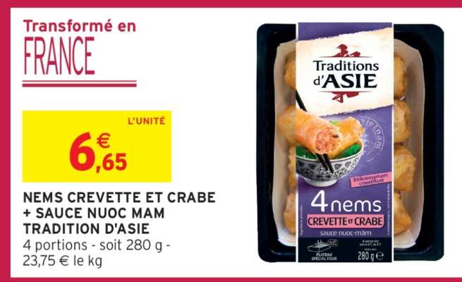 NEMS CREVETTE ET CRABE + SAUCE NUOC MAM TRADITION D'ASIE