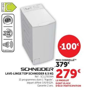 SCHNEIDER LAVE-LINGE TOP SCHNEIDER 6.5 KG