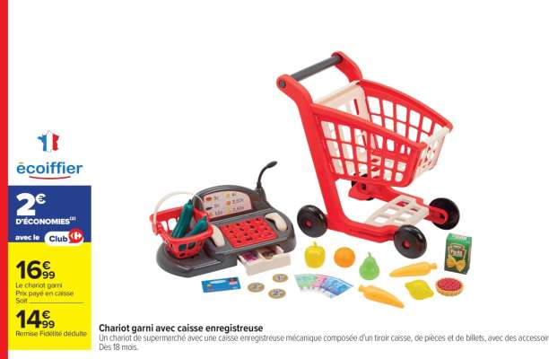 Chariot garni avec caisse enregistreuse