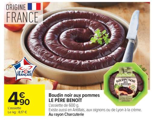 Boudin noir aux pommes LE PERE BENOIT