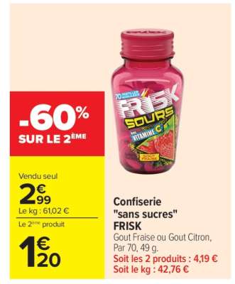 Confiserie "sans sucres" FRISK