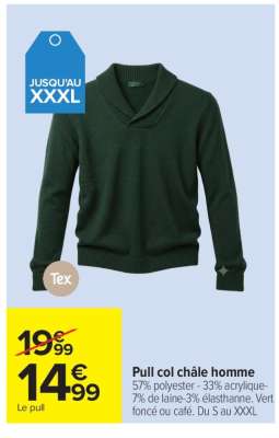 Pull col châle homme