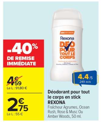 Déodorant pour tout le corps en stick REXONA